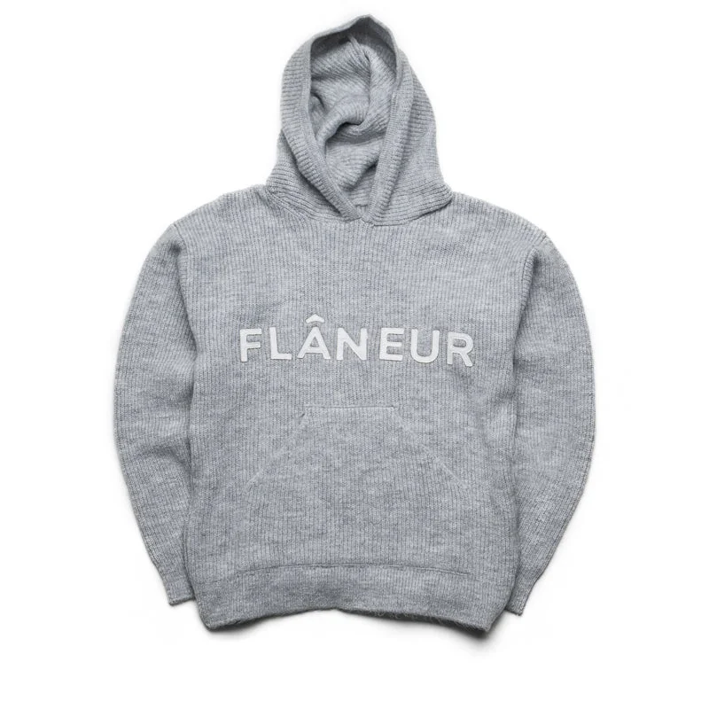 Flaneur Knitted Logo Hoodie - Grey Sharp Men's Italian