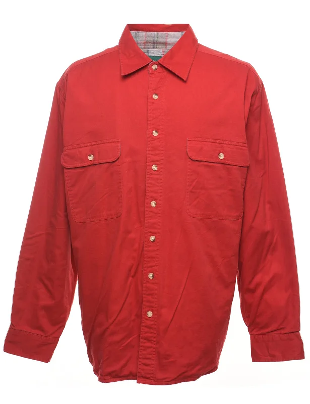 Red Classic Denim Shirt - L Trendy Men's Bucket