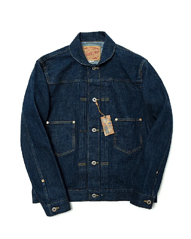 Shawl Collar Denim Jacket Sharp Men's Italian