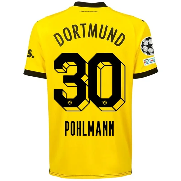 Puma Borussia Dortmund Ole Pohlmann Home Jersey w/ Champions League Patches 23/24 (Cyber Yellow/Puma Black) Practical Men's Quick
