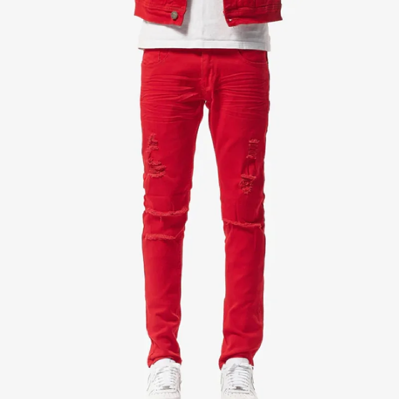 Copper Rivet Ripped Slim Jean (Red) Sporty Men's Tennis