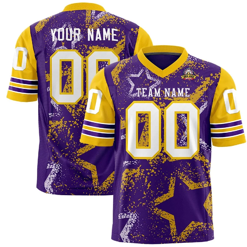 Custom Aqua Purple-White Personalized Star Pattern Design Authentic Football Jersey Business Custom Aqua Purple-White Personalized Star Pattern Design Authentic Football Jersey Business