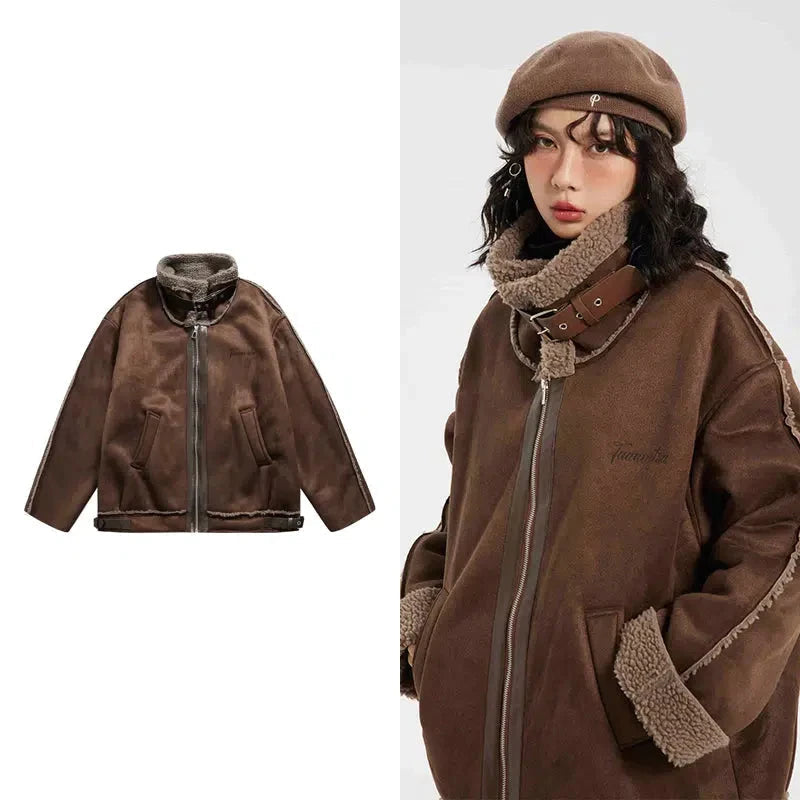 Stand-up Collar Velvet Suede Coat Refined Men's Hand