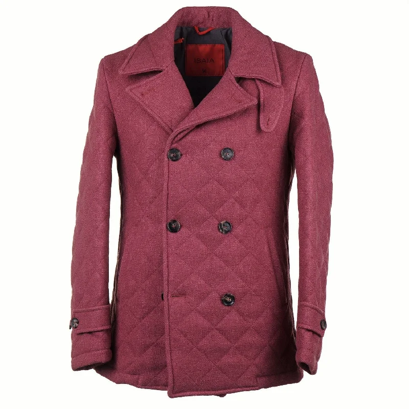 Isaia Quilted Wool and Silk Pea Coat Gym