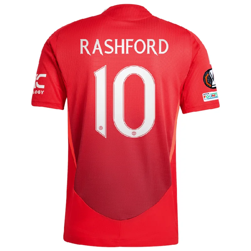 adidas Manchester United Authentic Marcos Rashford Home Jersey w/ Europa League Patches 24/25 (MUFC Red/Bright Red) Dynamic Men's Moto adidas Manchester United Authentic Marcos Rashford Home Jersey w/ Europa League Patches 24/25 (MUFC Red/Bright Red) Dynamic Men's Moto