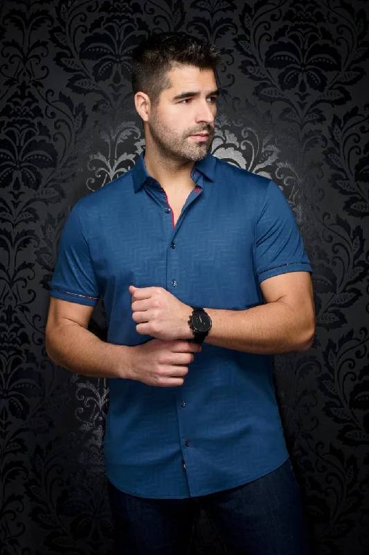 Au Noir Stretch Short Sleeve Shirt | Divenere Indigo Rugged Men's Outdoor 