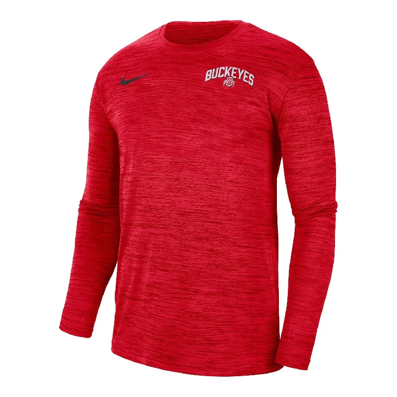 Ohio State Buckeyes Nike Velocity Game Scarlet Long Sleeve T-Shirt Trendy Men's Scandinavian