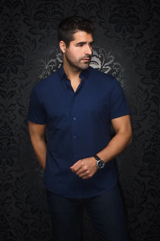 Au Noir  Extensible Short Sleeve Shirt | Alex SLD Navy Rugged Men's Outdoor 