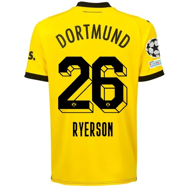 Puma Borussia Dortmund Julian Ryerson Home Jersey w/ Champions League Patches 23/24 (Cyber Yellow/Puma Black) Stylish Men's Neon Puma Borussia Dortmund Julian Ryerson Home Jersey w/ Champions League Patches 23/24 (Cyber Yellow/Puma Black) Stylish Men's Neon