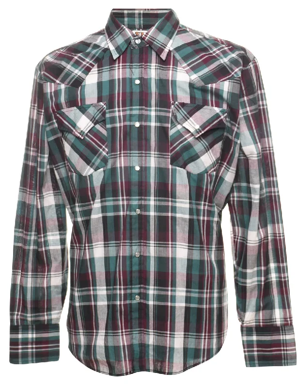 Long Sleeved MultI-Colour Checked Shirt - L Elegant Men's Cashmere