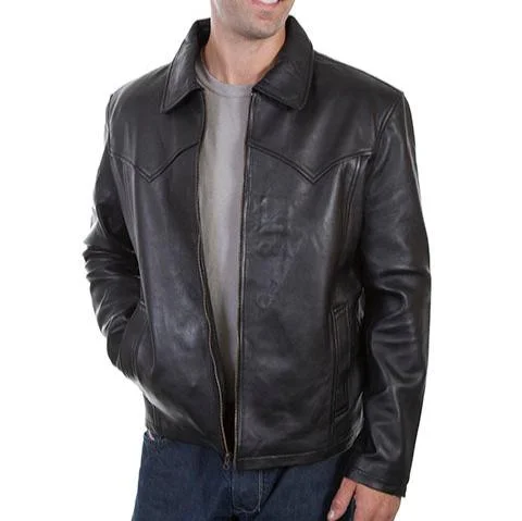 Scully Men's Western Yoke Concealed Carry Leather Jacket in Black Edgy Men's Punk