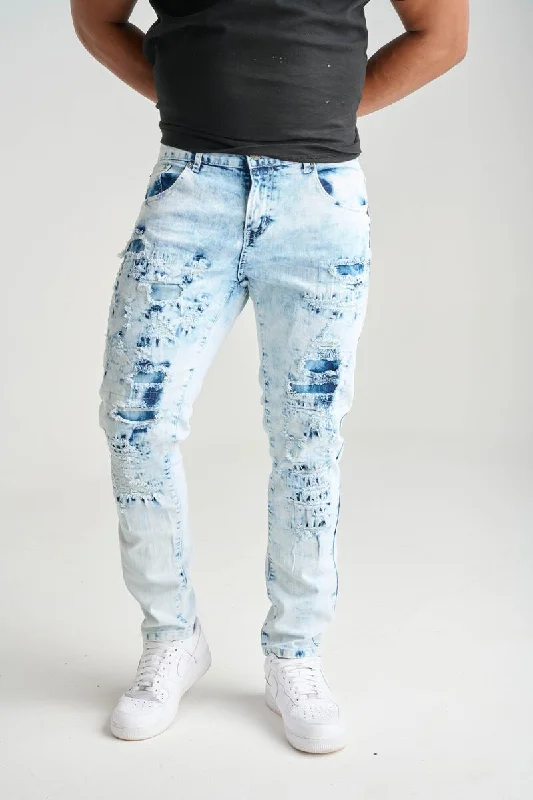 Spark Ice Blue Ripped Jean Refined Men's Classic 