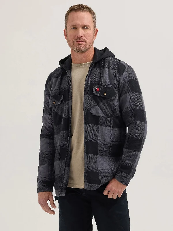 Wrangler RIGGS Men's Relaxed Fit Hooded Full-Zip Flannel Work Jacket Bohemian Men's Free