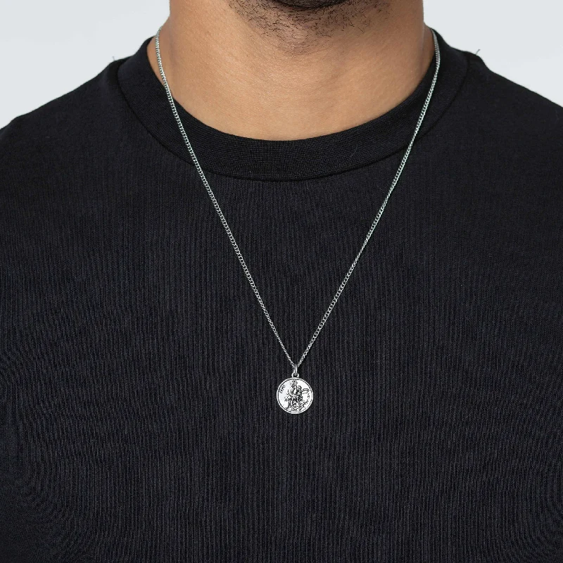 St Michael Pendant Necklace | Silver Relaxed Men's Beach