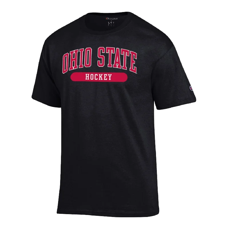 Ohio State Buckeyes Hockey Black T-Shirt Casual Men's Loose