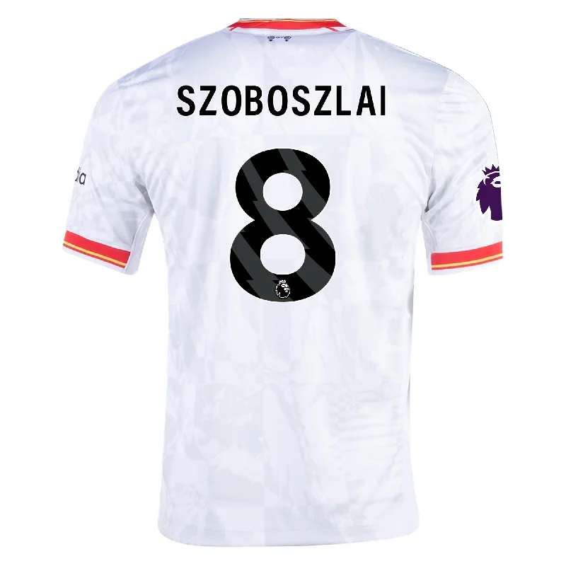 Nike Liverpool Dominik Szoboszlai Third Jersey w/ EPL Patch 24/25 (White/Pure Platinum) Sporty Men's Athleisure Nike Liverpool Dominik Szoboszlai Third Jersey w/ EPL Patch 24/25 (White/Pure Platinum) Sporty Men's Athleisure