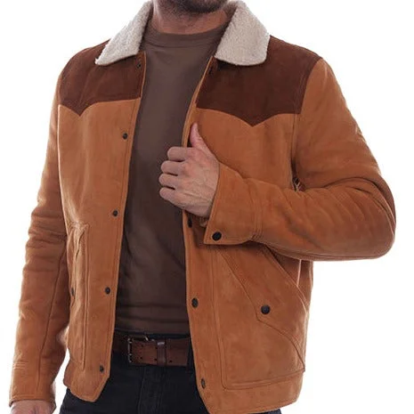 Scully Men's Suede Leather Jacket in Tan British Gentleman Style