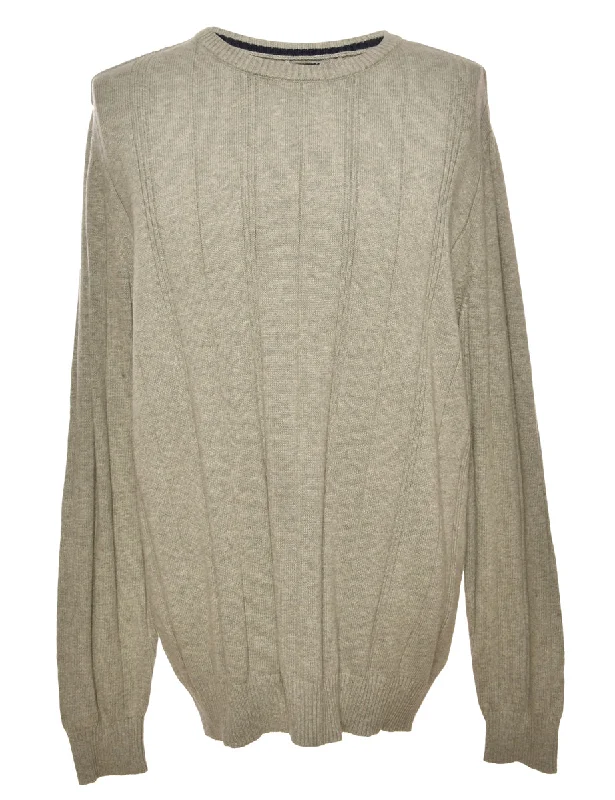 Grey John Ashford Long Sleeved Jumper - XL Cool Men's Distressed