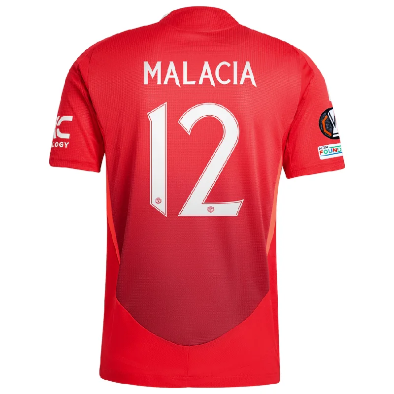adidas Manchester United Authentic Tyrell Malacia Home Jersey w/ Europa League Patches 24/25 (MUFC Red/Bright Red) Refined Men's European adidas Manchester United Authentic Tyrell Malacia Home Jersey w/ Europa League Patches 24/25 (MUFC Red/Bright Red) Refined Men's European