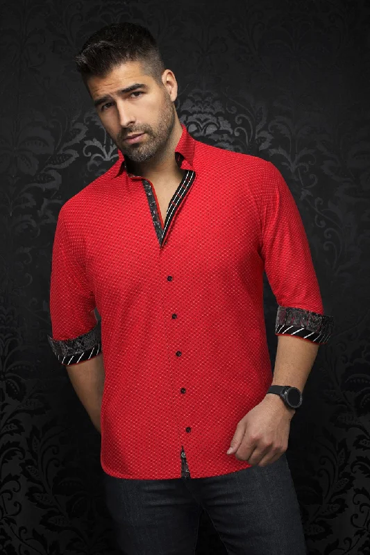 Au Noir Stretch Shirt | Ballerini Red Refined Men's European