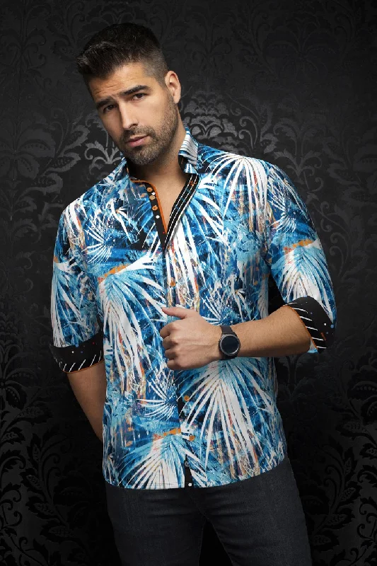 Au Noir Stretch Shirt | Kylian Turquoise Preppy Men's College