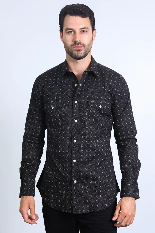 Mens Western Modern Fit Cotton/Spandex Long Sleeve Black Shirt with Snaps Cool Men's Distressed Mens Western Modern Fit Cotton/Spandex Long Sleeve Black Shirt with Snaps Cool Men's Distressed