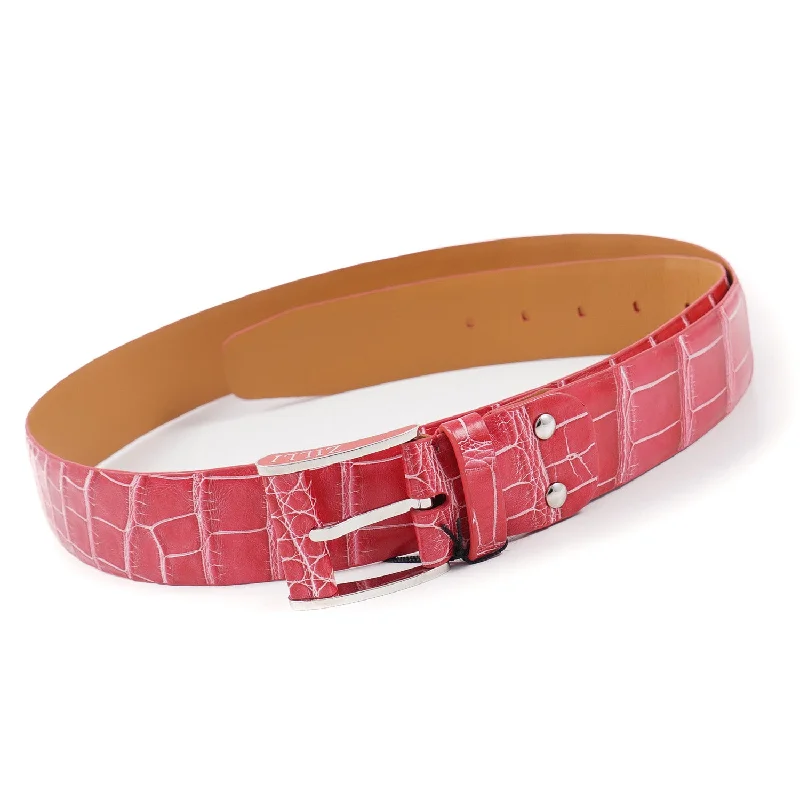 Zilli Belt in Pink Crocodile Trendy Men's Scandinavian