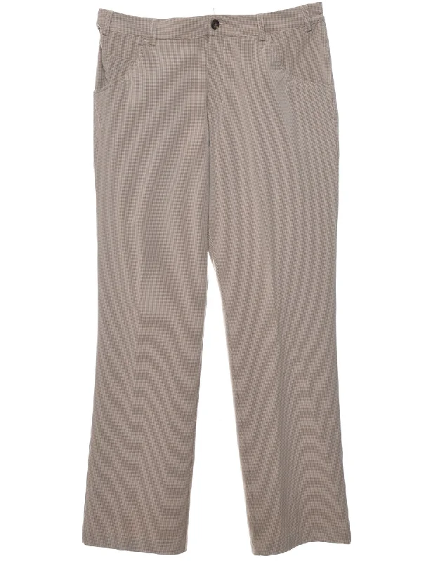 Checked Pattern Trousers - W34 L32 Earthy Men's Sustainable 