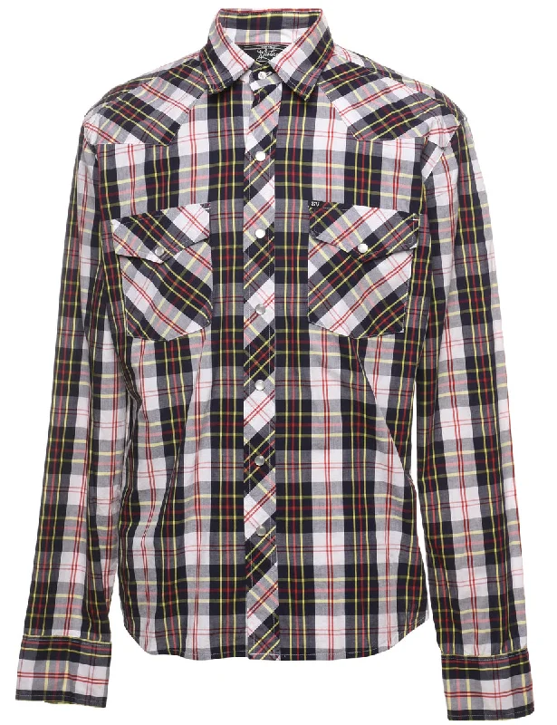 Long Sleeved Multi-Colour Checked Shirt - M Unique Men's Upcycled