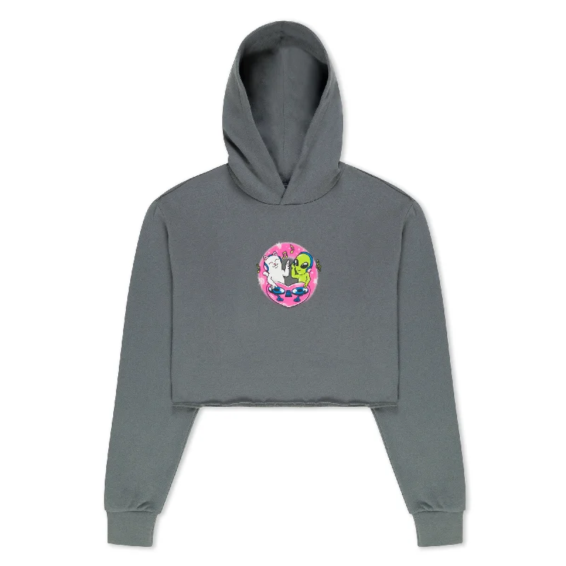 Love Is Ripndip Cropped Hoodie (Charcoal) Polished Men's Satin