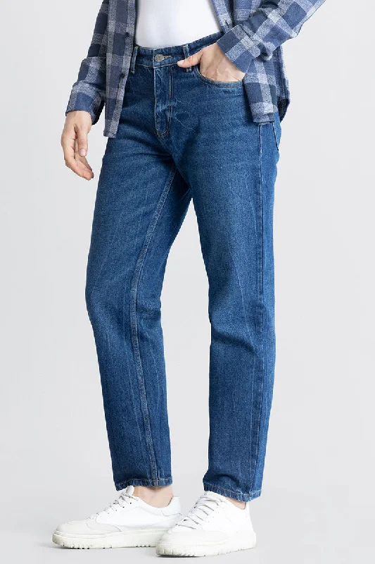 Refined Indigo Blue Relaxed Fit Jeans British Gentleman Style