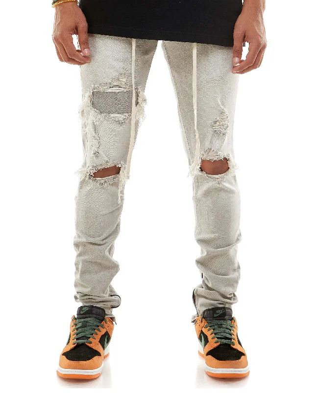 KDNK Under Patched Anker Zipper Denim Jean (Grey) Sporty Men's Tennis