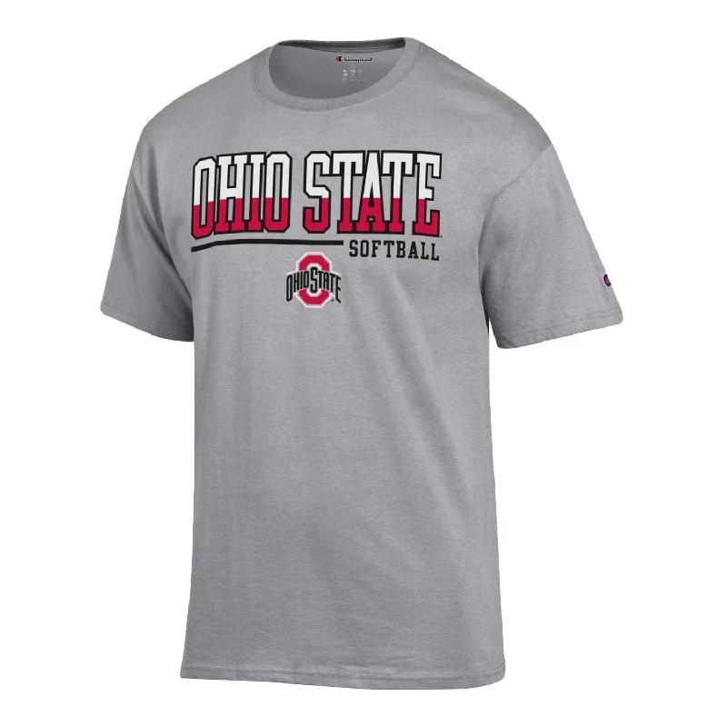 Ohio State Buckeyes Champion Softball Gray T-Shirt Sleek Men's Contemporary 