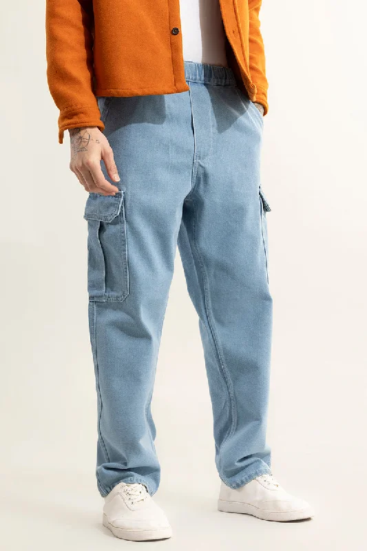 Pull On Sky Blue Baggy Fit Jeans Bold Men's Statement
