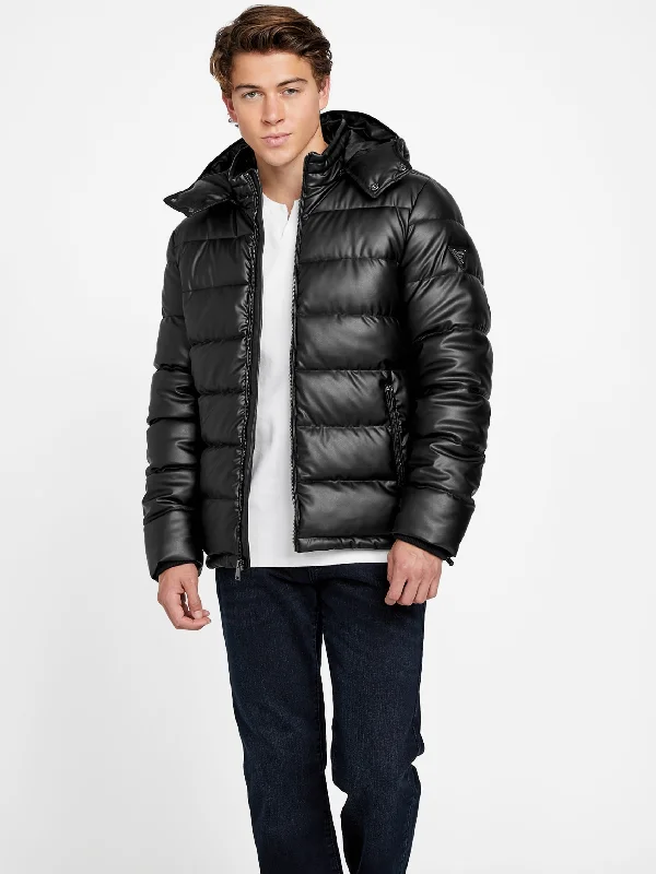 Alby Faux-Leather Puffer Jacket Trendy Men's Bucket