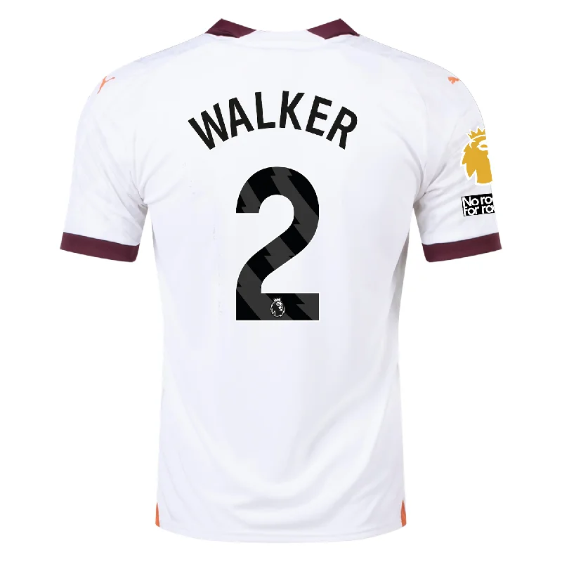 Puma Manchester City Kyle Walker Away Jersey w/ EPL + No Room For Racism Patches 23/24 (Puma White/Aubergine) Trendy Men's Scandinavian Puma Manchester City Kyle Walker Away Jersey w/ EPL + No Room For Racism Patches 23/24 (Puma White/Aubergine) Trendy Men's Scandinavian