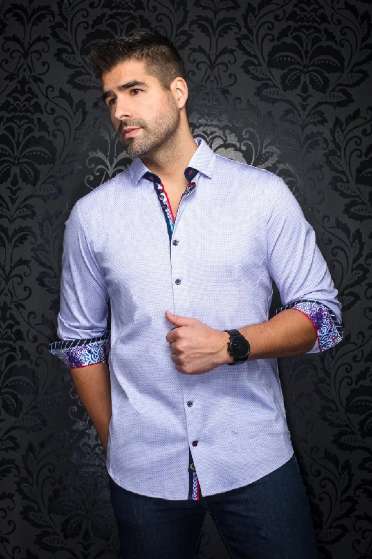 Au Noir Stretch Shirt | Miron Lavender Stylish Men's Tropical 