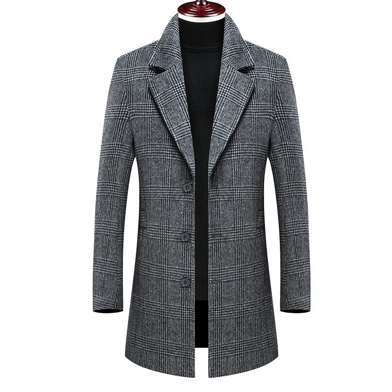 MEN'S TOP FITTED WOOL COAT #002 Monochromatic All