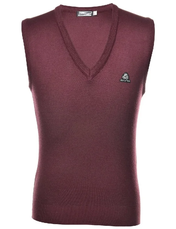 Burgundy Sweater Vest - M Traditional Men's Country