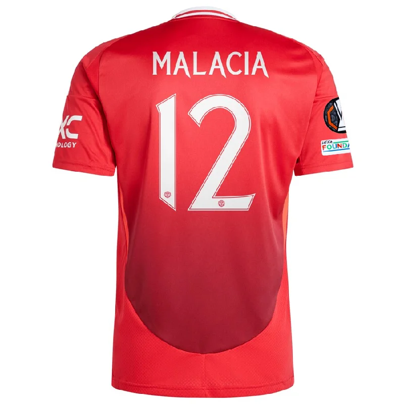 adidas Manchester United Tyrell Malacia Home Jersey w/ Europa League Patches 24/25 (MUFC Red) Modern Men's Geometric adidas Manchester United Tyrell Malacia Home Jersey w/ Europa League Patches 24/25 (MUFC Red) Modern Men's Geometric