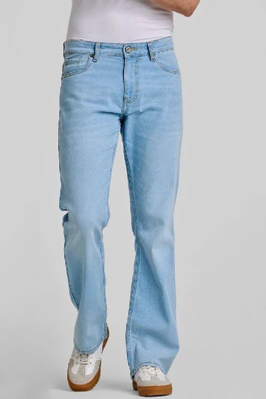 Blue Bootcut Jeans Stylish Men's Tropical 