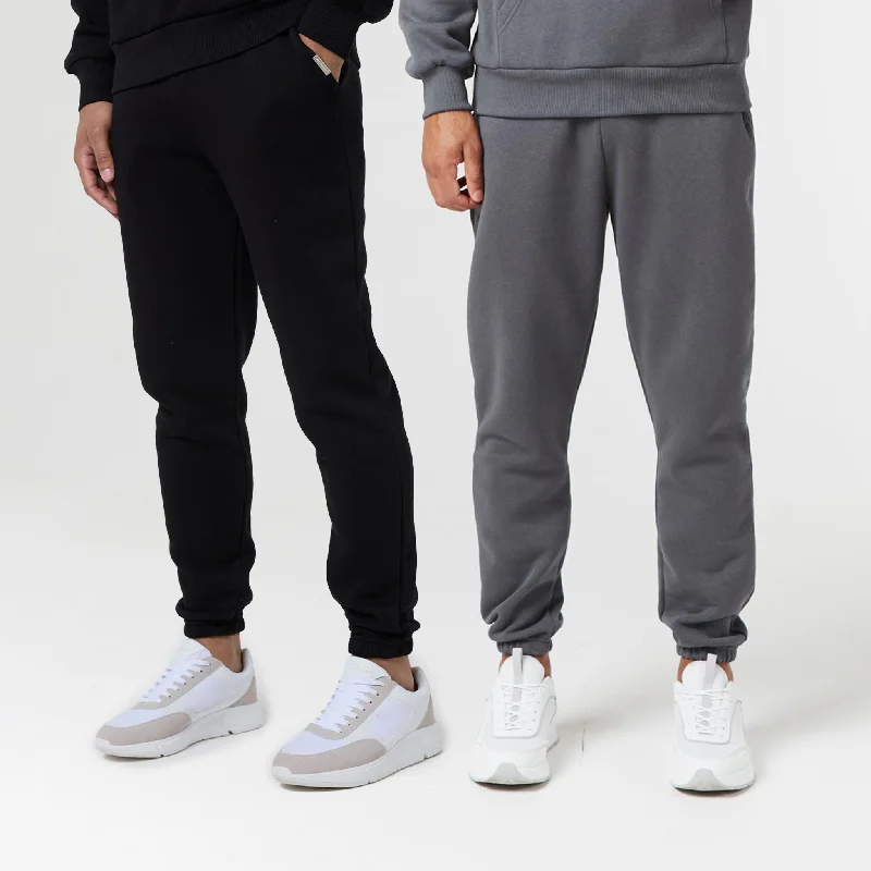 2-Pack Relaxed Fit Cuffed Joggers | Black Graphite Stylish Men's Tropical 