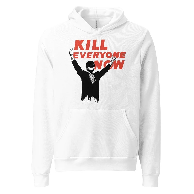 Nomeansno "Kill Everyone Now" White Pullover Hoodie Sporty Men's Athleisure 