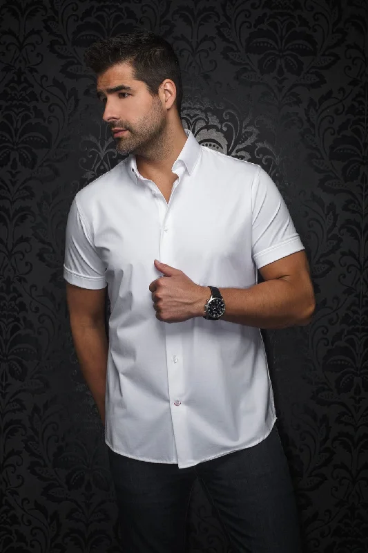 Au Noir  Extensible Short Sleeve Shirt | Alex SLD White Dynamic Men's Glow