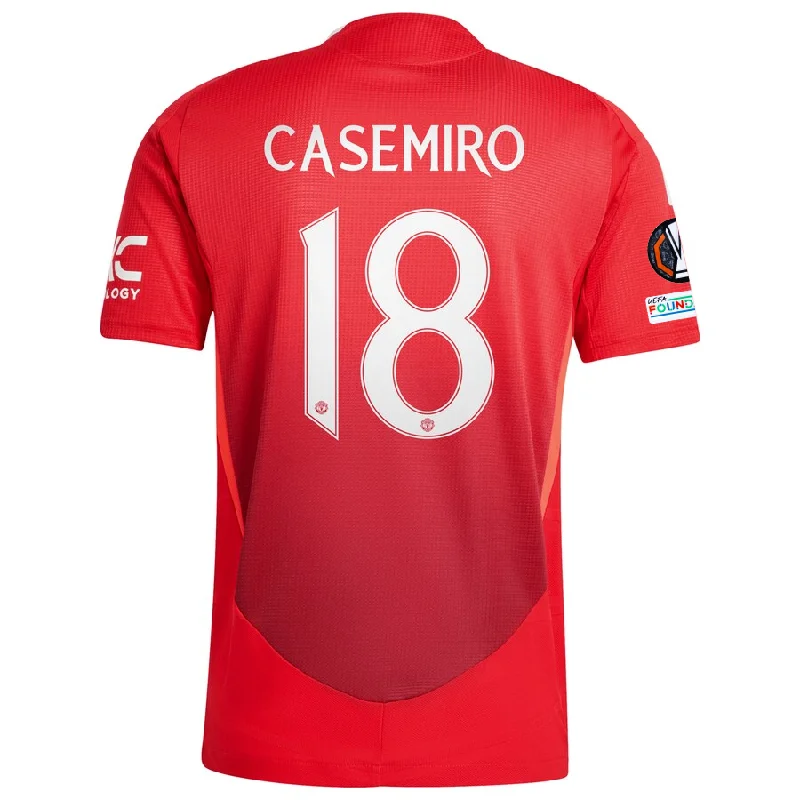 adidas Manchester United Authentic Casemiro Home Jersey w/ Europa League Patches 24/25 (MUFC Red/Bright Red) Traditional Men's Wool adidas Manchester United Authentic Casemiro Home Jersey w/ Europa League Patches 24/25 (MUFC Red/Bright Red) Traditional Men's Wool