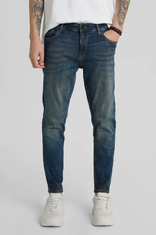 Dark Blue Tapered Fit Jeans Tailored