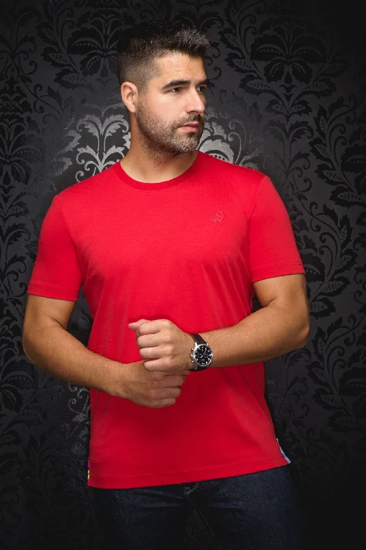 AU NOIR | T-Shirt Crew Neck | Michael Red Monochromatic Office Style