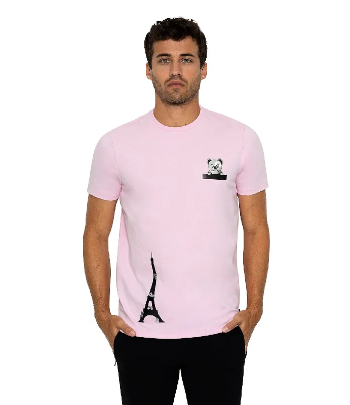 Bertigo Stretch Short-Sleeve Tshirts | EIFFEL PINK T-SHIRT Polished Men's Silk