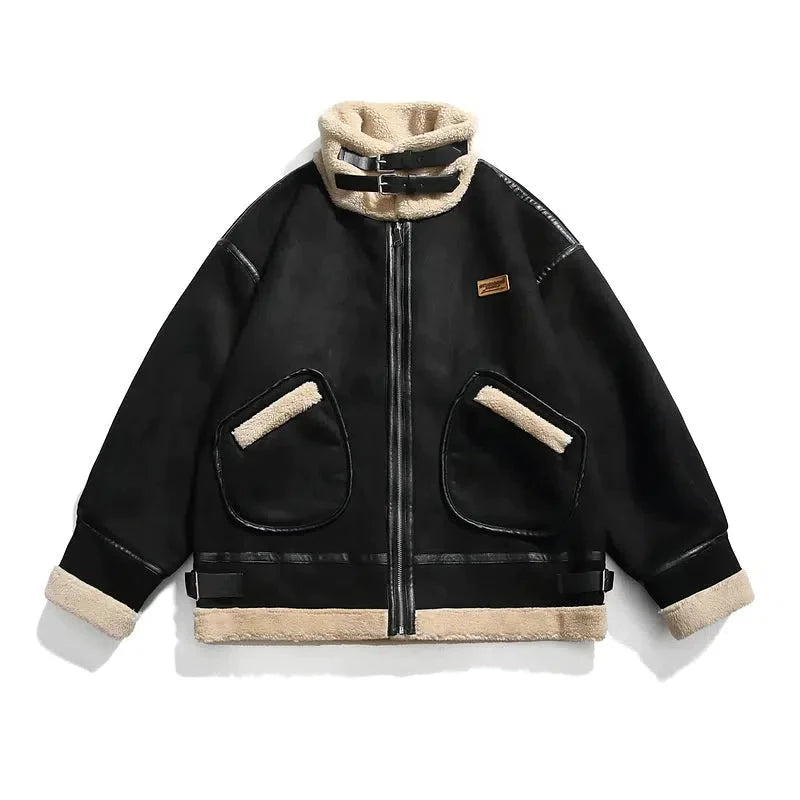 Suede Stand-Collar Plush Warm Coat Casual Men's Loose
