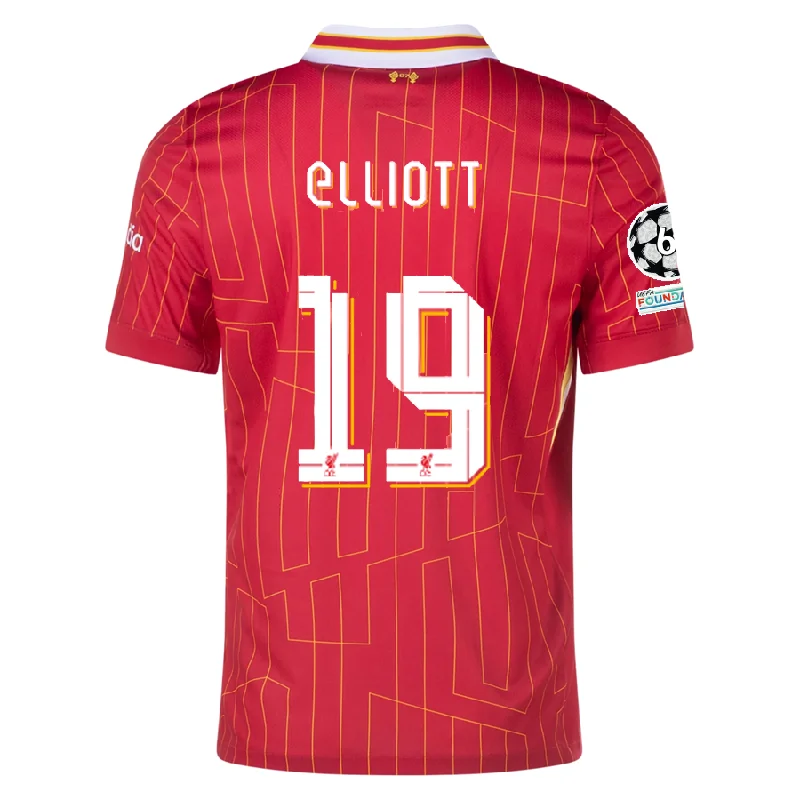 Nike Liverpool Harvey Elliott Home Jersey w/ Champions League Patches 24/25 (Gym Red/Chrome Yellow) Artistic Men's Hand